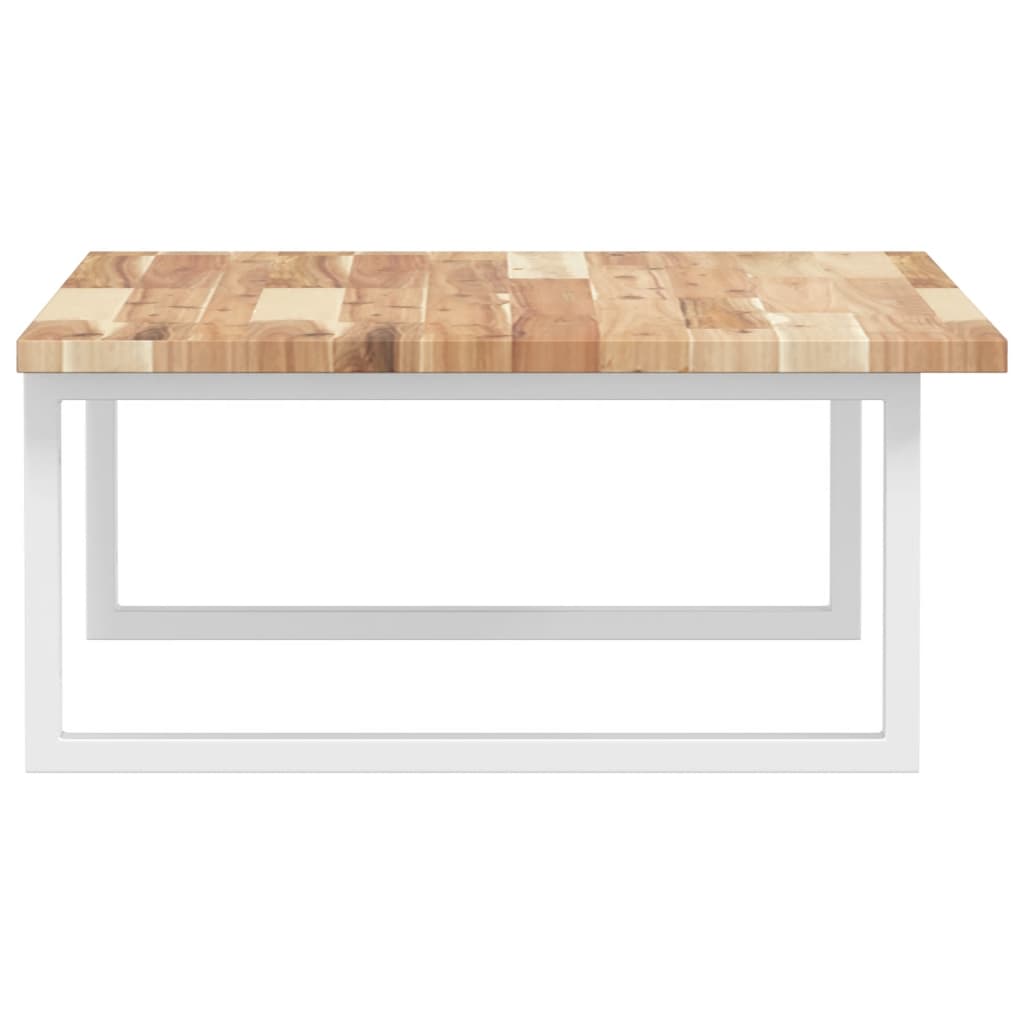 Wall-Mounted Acacia Wood and Steel Basin Shelf with Square Legs