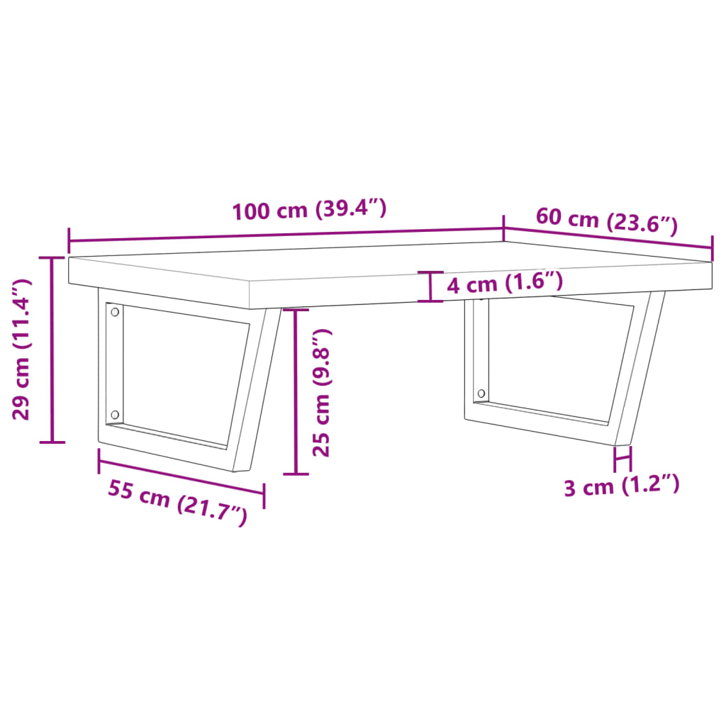 Wall-Mounted Basin Shelf with Acacia Wood Top and Steel Brackets