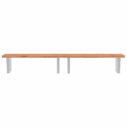 Wall-Mounted Basin Shelf with Beech Wood Top and Steel Bracket