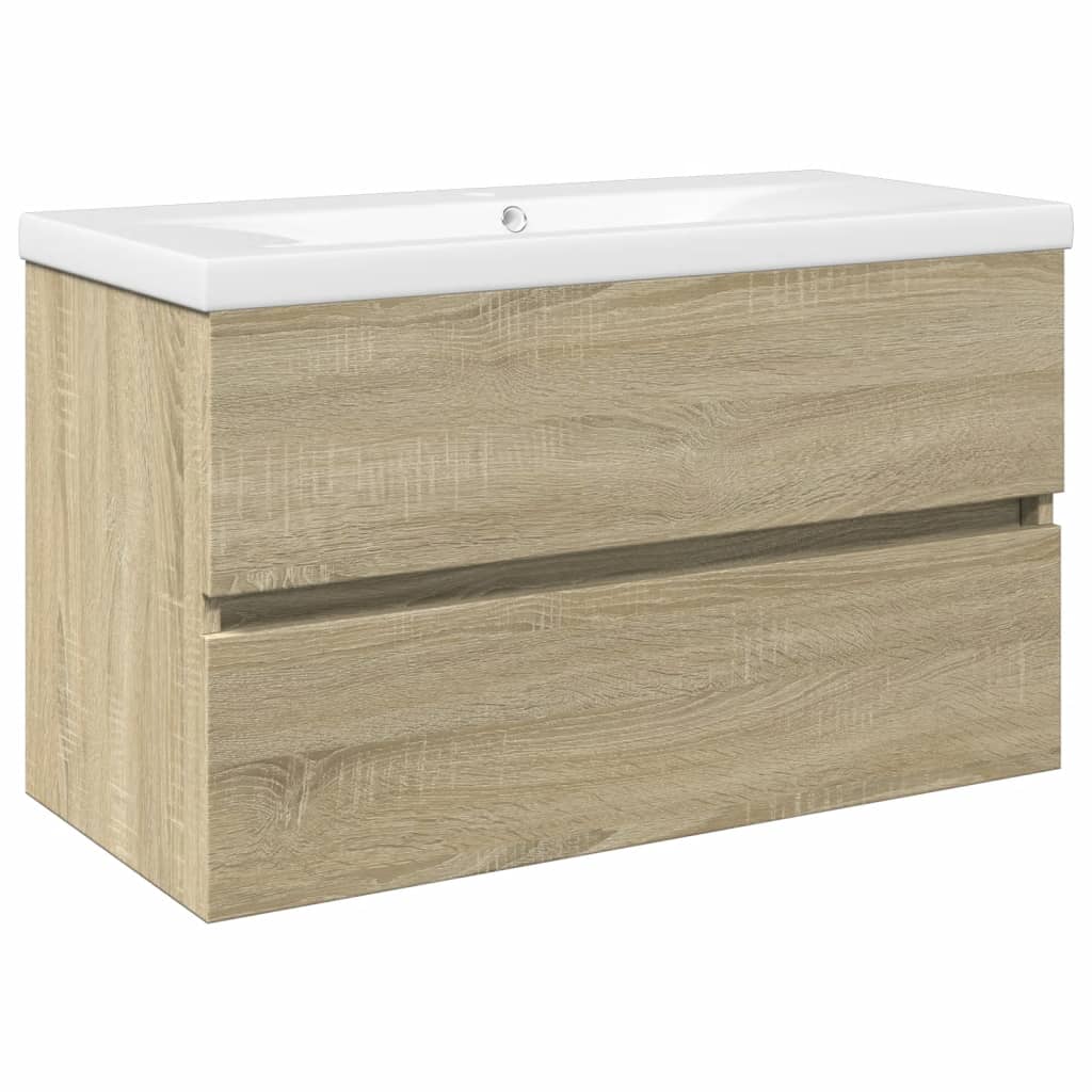 2 Piece Bathroom Furniture Set Ceramic and Engineered Wood