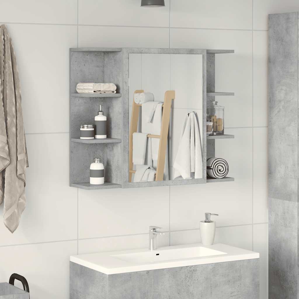 Bathroom Mirror Cabinet Concrete Grey 80x20.5x64 cm Engineered Wood - Bend