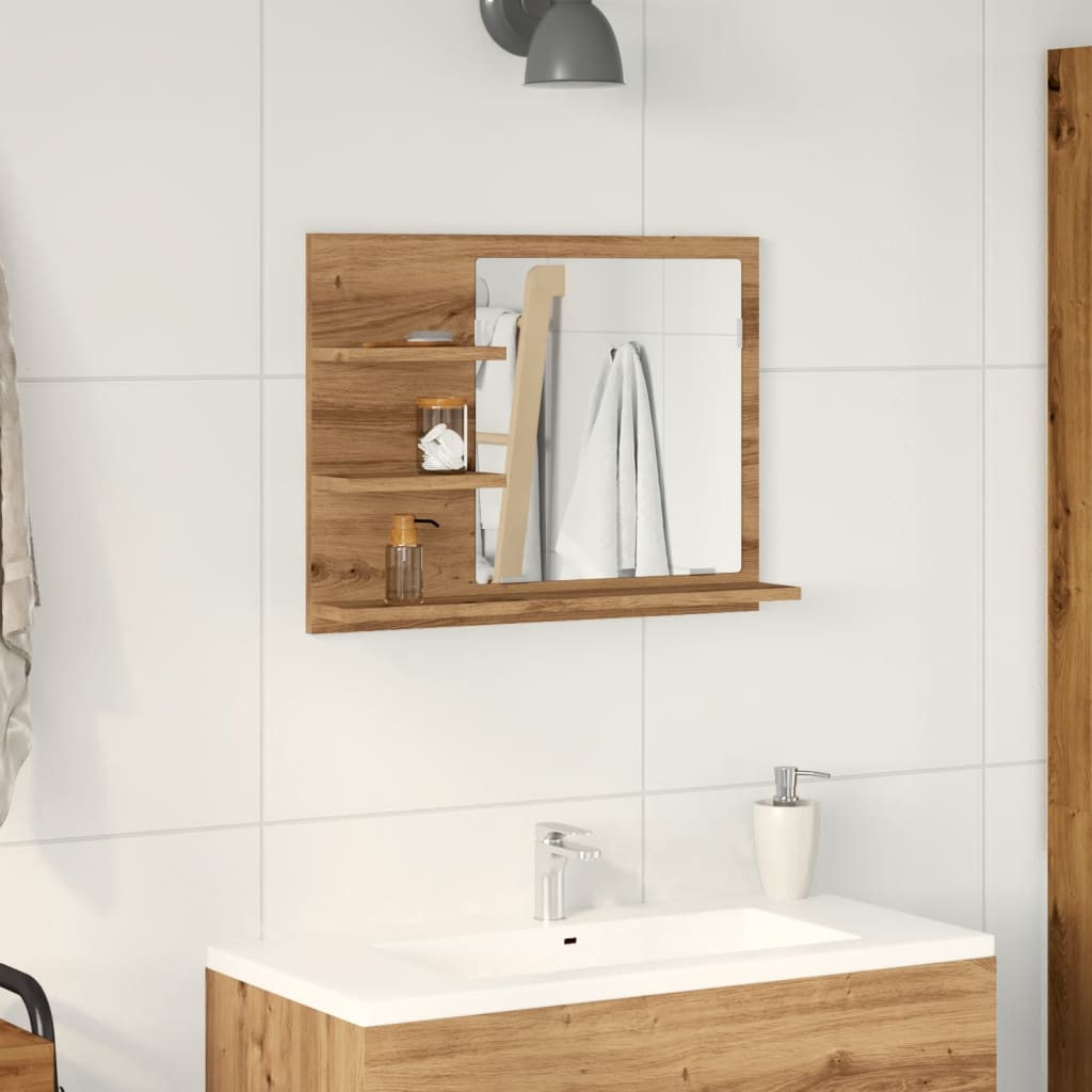 Bathroom Mirror Cabinet Artisan Oak 60x10.5x45 cm