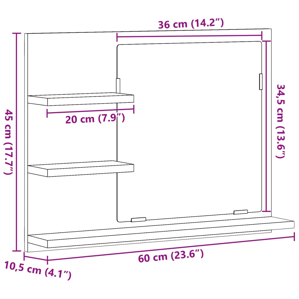 Bathroom Mirror Cabinet Artisan Oak 60x10.5x45 cm