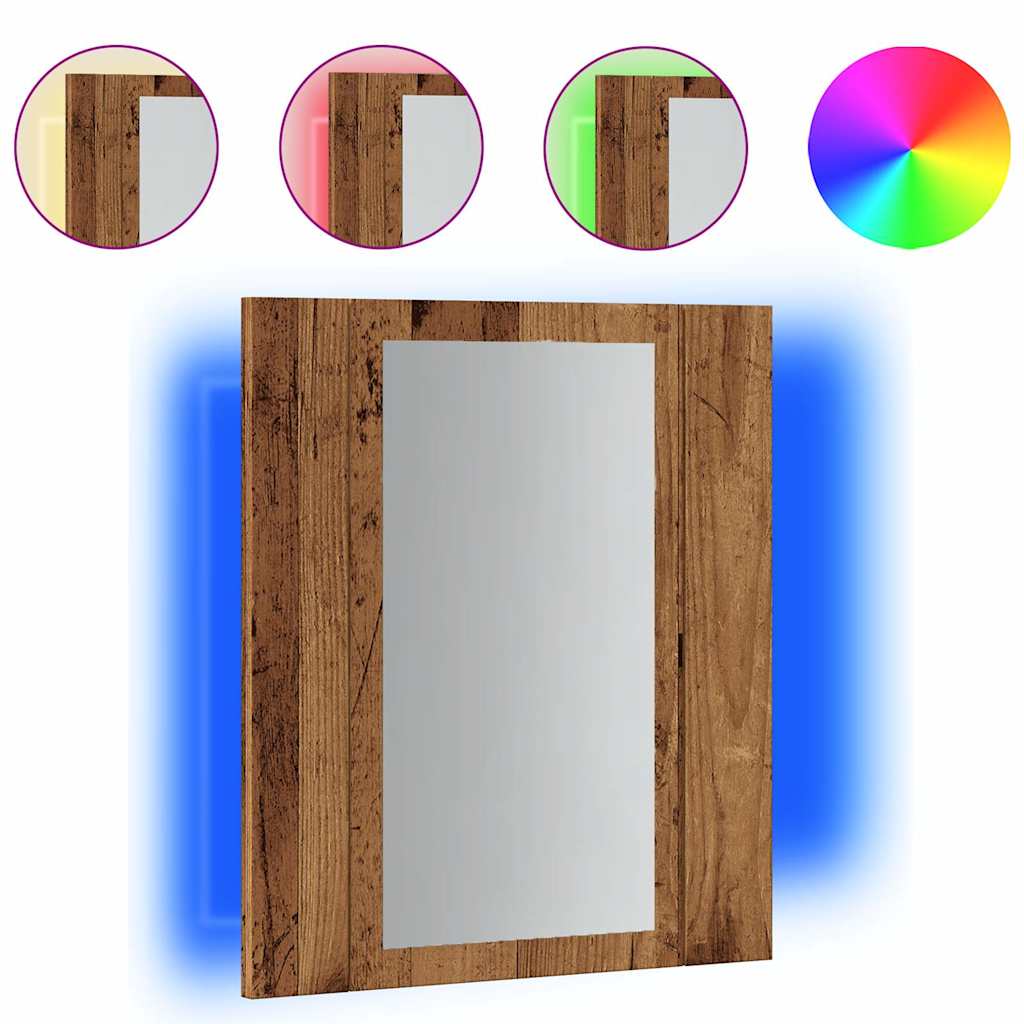 LED Bathroom Mirror Cabinet Old Wood 40x12x45 cm Engineered Wood - Bend