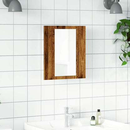 LED Bathroom Mirror Cabinet Old Wood 40x12x45 cm Engineered Wood - Bend