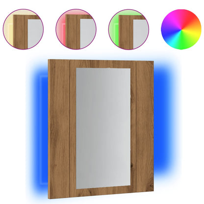 LED Bathroom Mirror Cabinet Artisan Oak 40x12x45 cm Engineered Wood