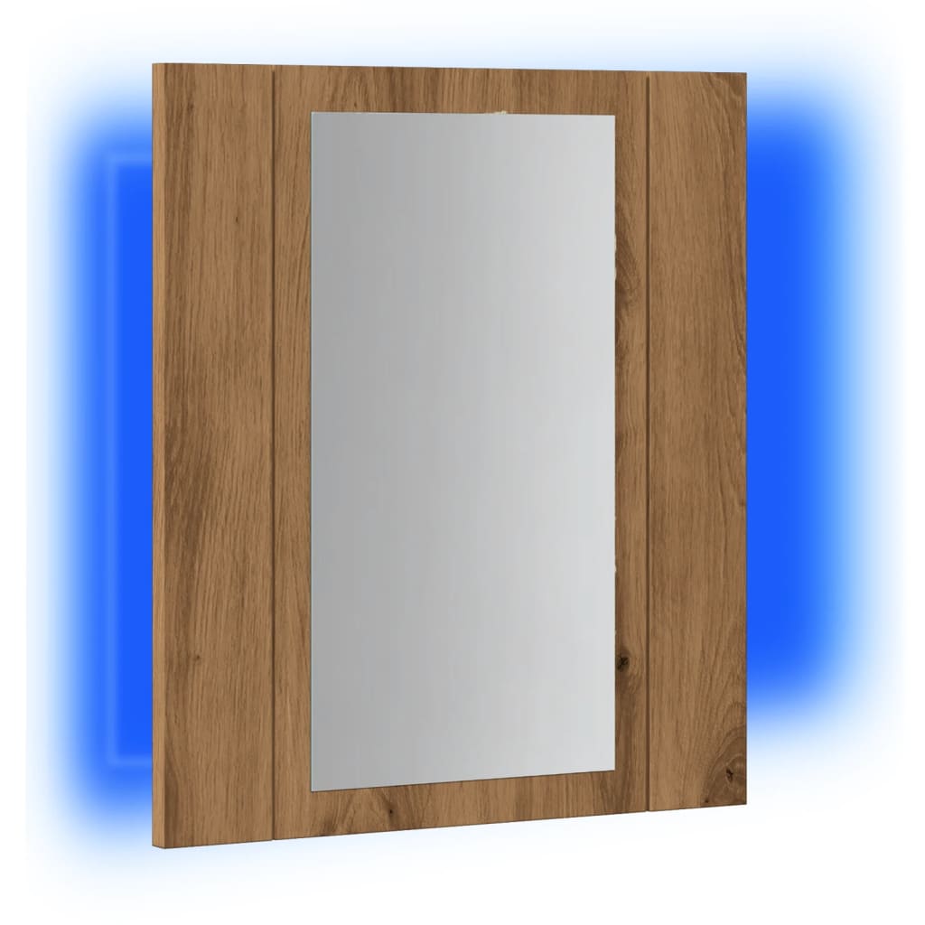 LED Bathroom Mirror Cabinet Artisan Oak 40x12x45 cm Engineered Wood