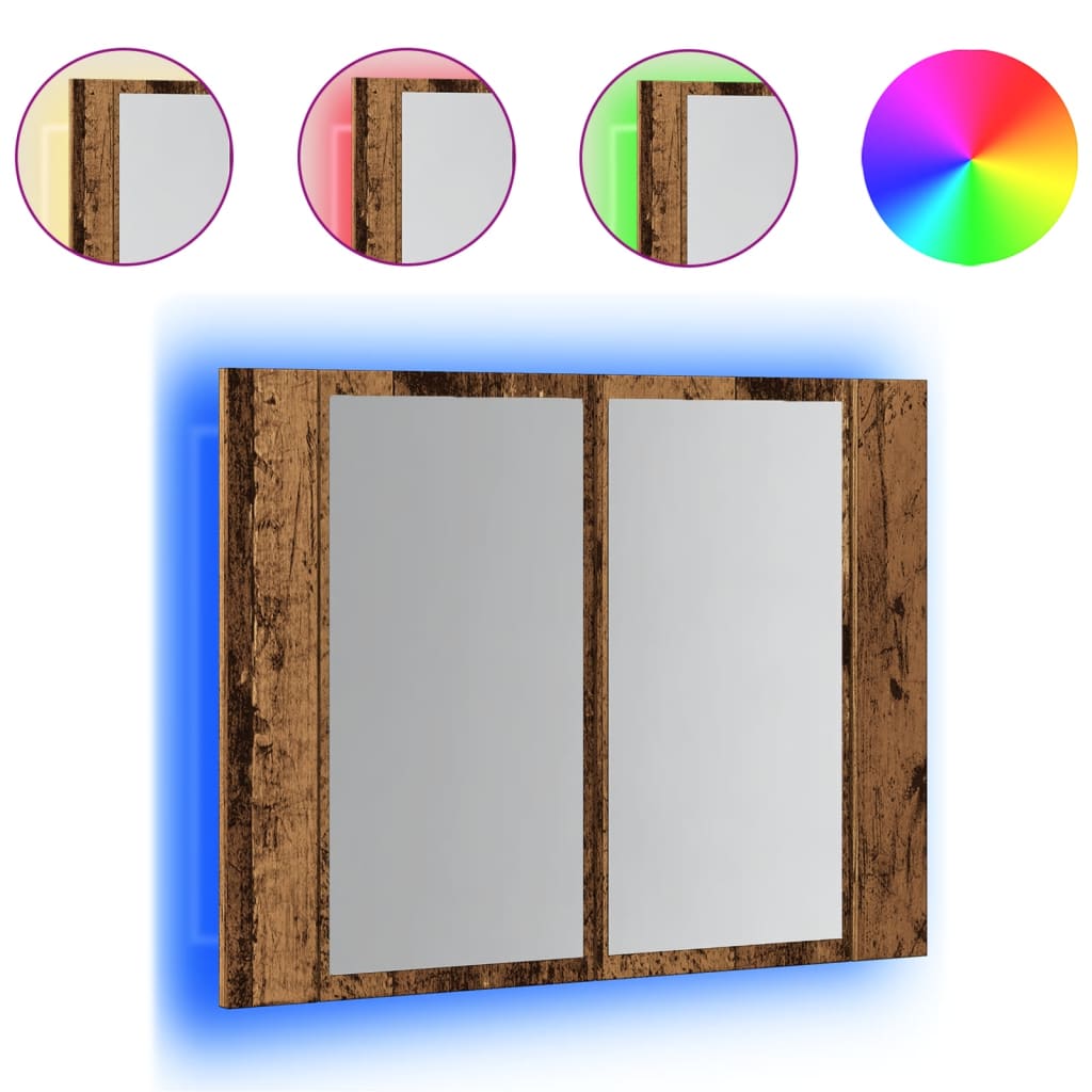 LED Mirror Cabinet Old Wood 60x12x45 cm Engineered Wood