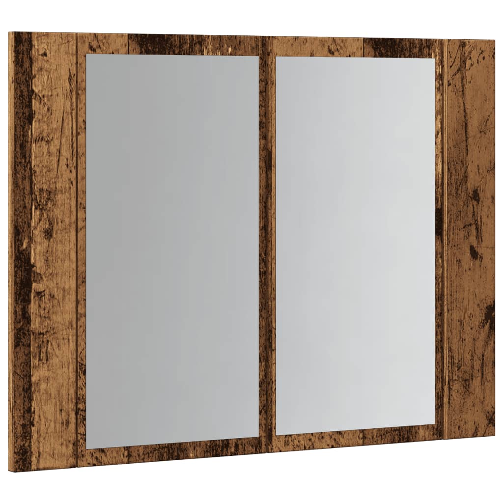 LED Mirror Cabinet Old Wood 60x12x45 cm Engineered Wood