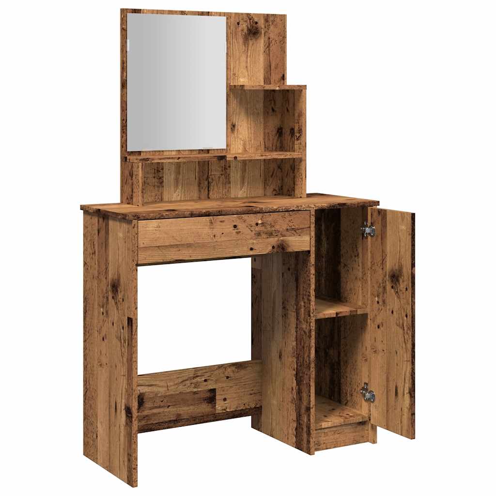 Dressing Table with Mirror Old Wood 86.5x35x136 cm - Bend