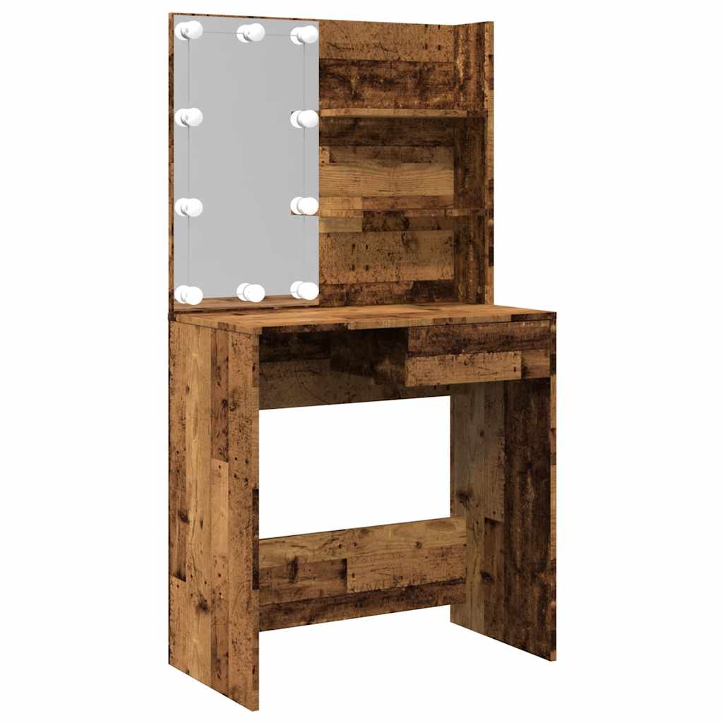 Dressing Table with LED Old Wood 74.5x40x141 cm - Bend