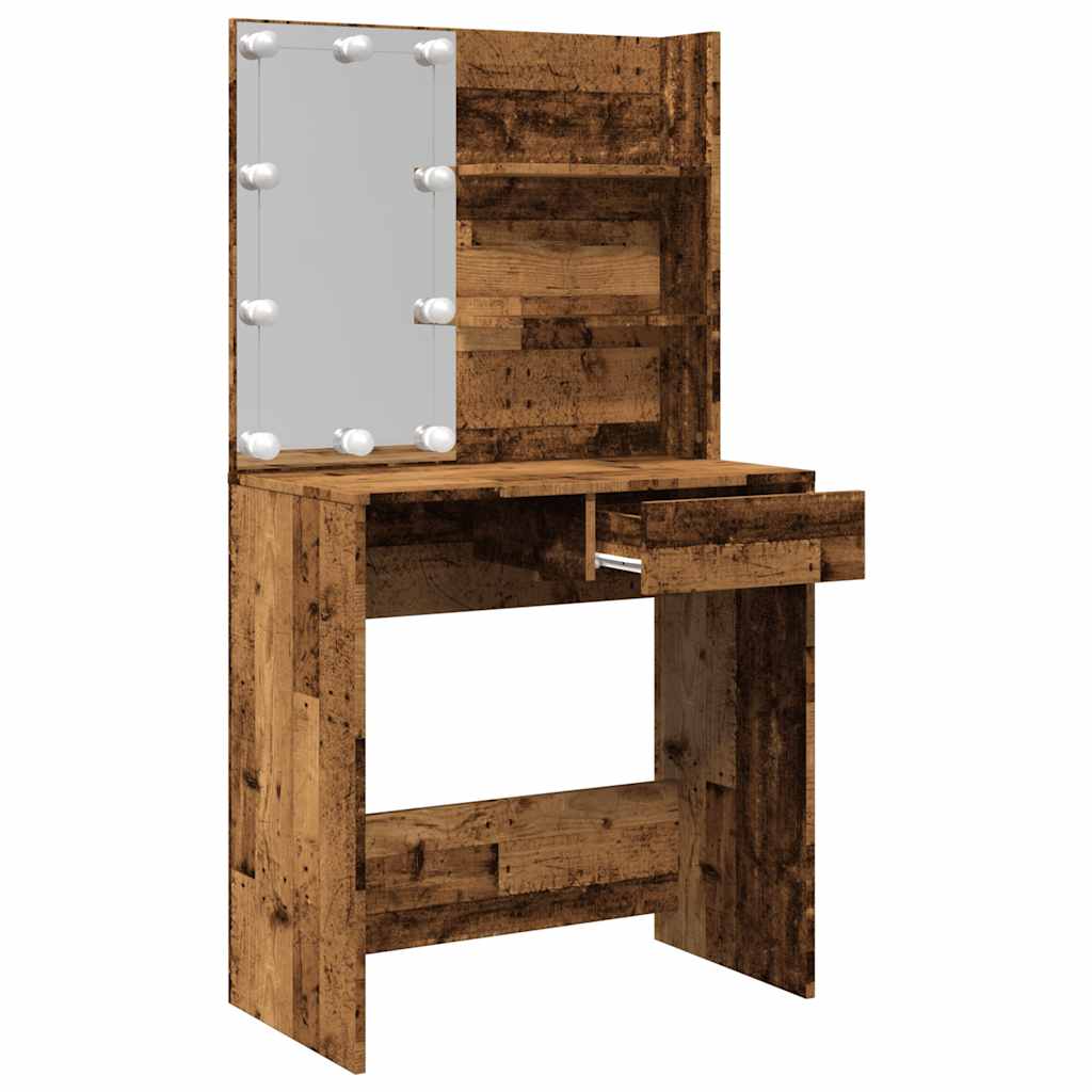 Dressing Table with LED Old Wood 74.5x40x141 cm - Bend