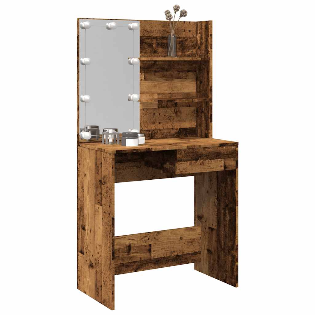 Dressing Table with LED Old Wood 74.5x40x141 cm - Bend