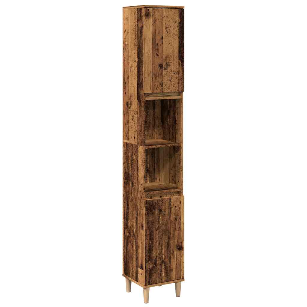 Bathroom Cabinet Old Wood 30x30x190 cm Engineered Wood - Bend