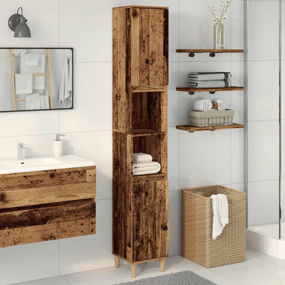 Bathroom Cabinet Old Wood 30x30x190 cm Engineered Wood - Bend