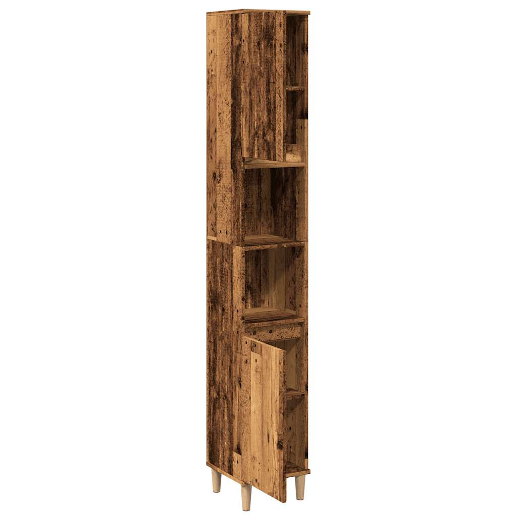 Bathroom Cabinet Old Wood 30x30x190 cm Engineered Wood - Bend