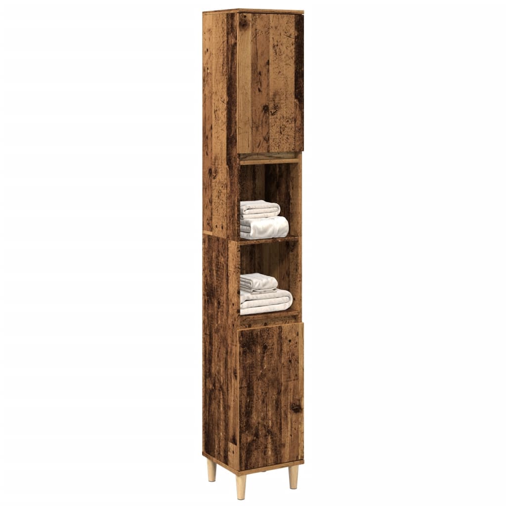 Bathroom Cabinet Old Wood 30x30x190 cm Engineered Wood - Bend