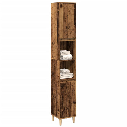 Bathroom Cabinet Old Wood 30x30x190 cm Engineered Wood - Bend