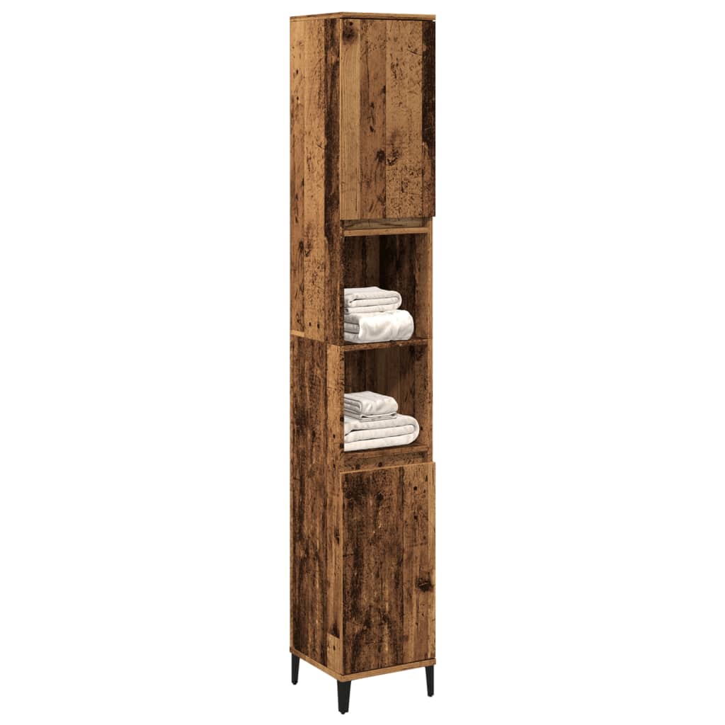 Bathroom Cabinet Old Wood 30x30x190 cm Engineered Wood - Bend