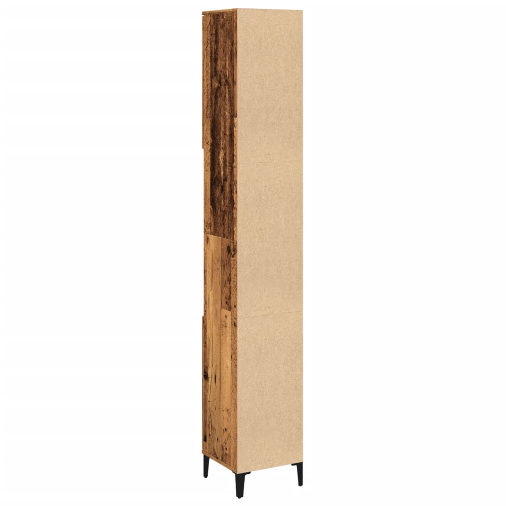 Bathroom Cabinet Old Wood 30x30x190 cm Engineered Wood - Bend