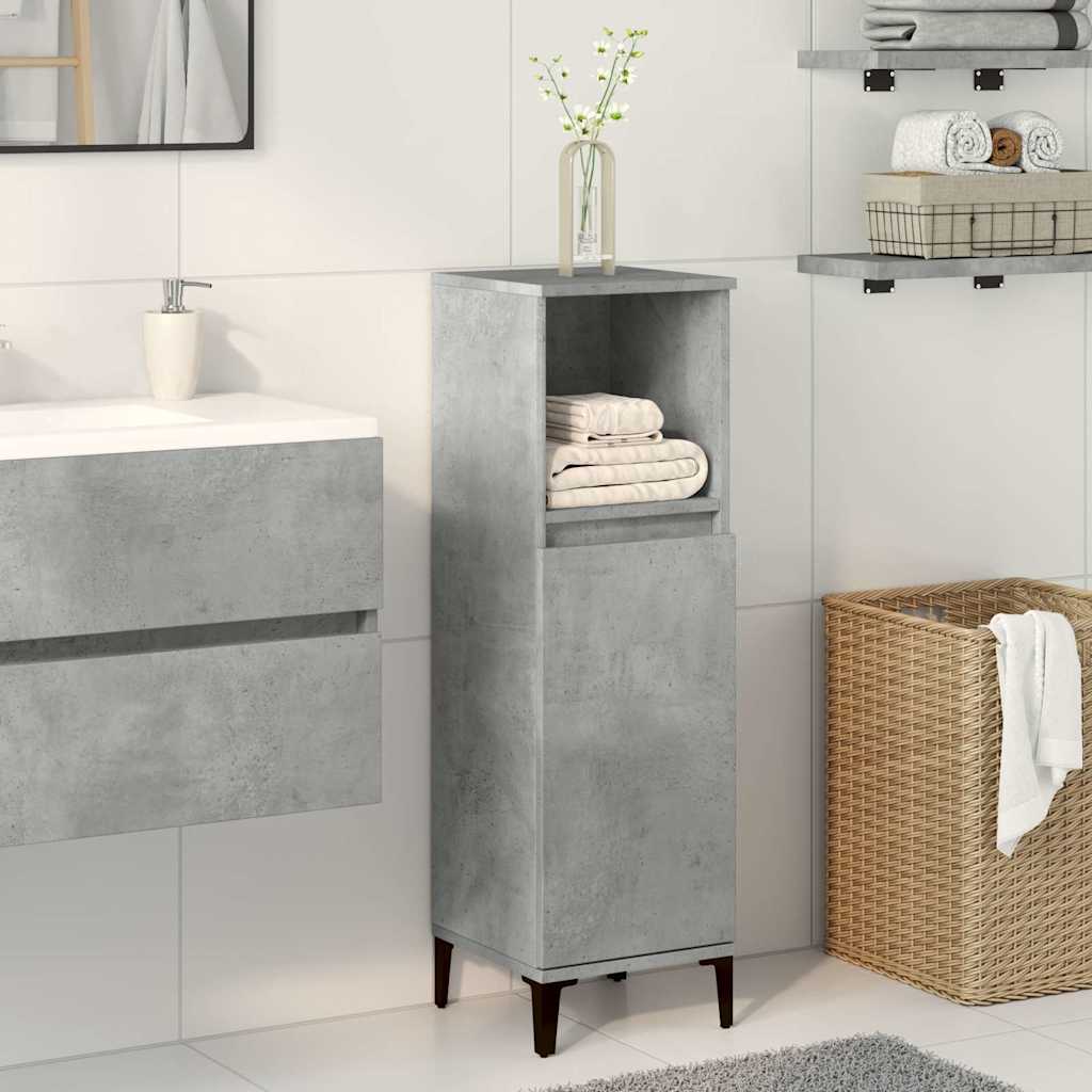 Concrete Grey Bathroom Storage Cabinet in Engineered Wood