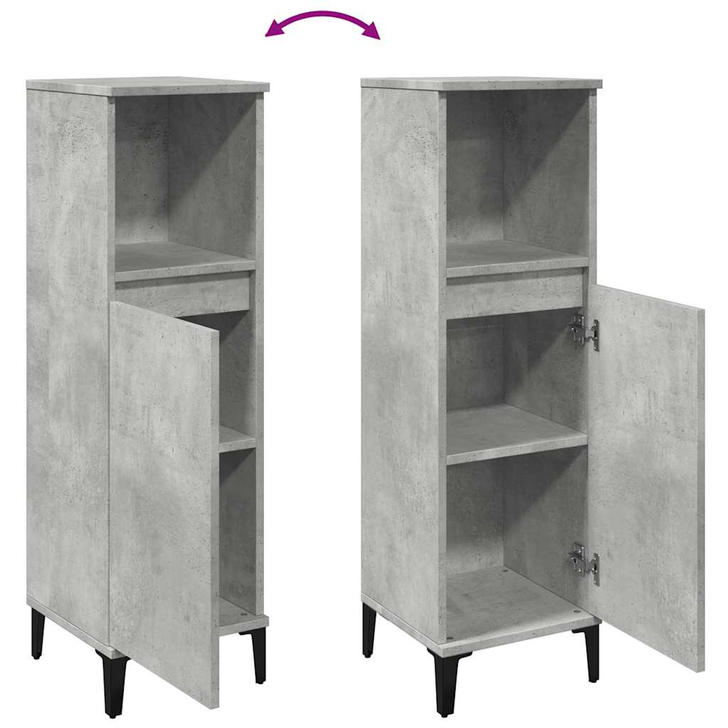 Concrete Grey Bathroom Storage Cabinet in Engineered Wood