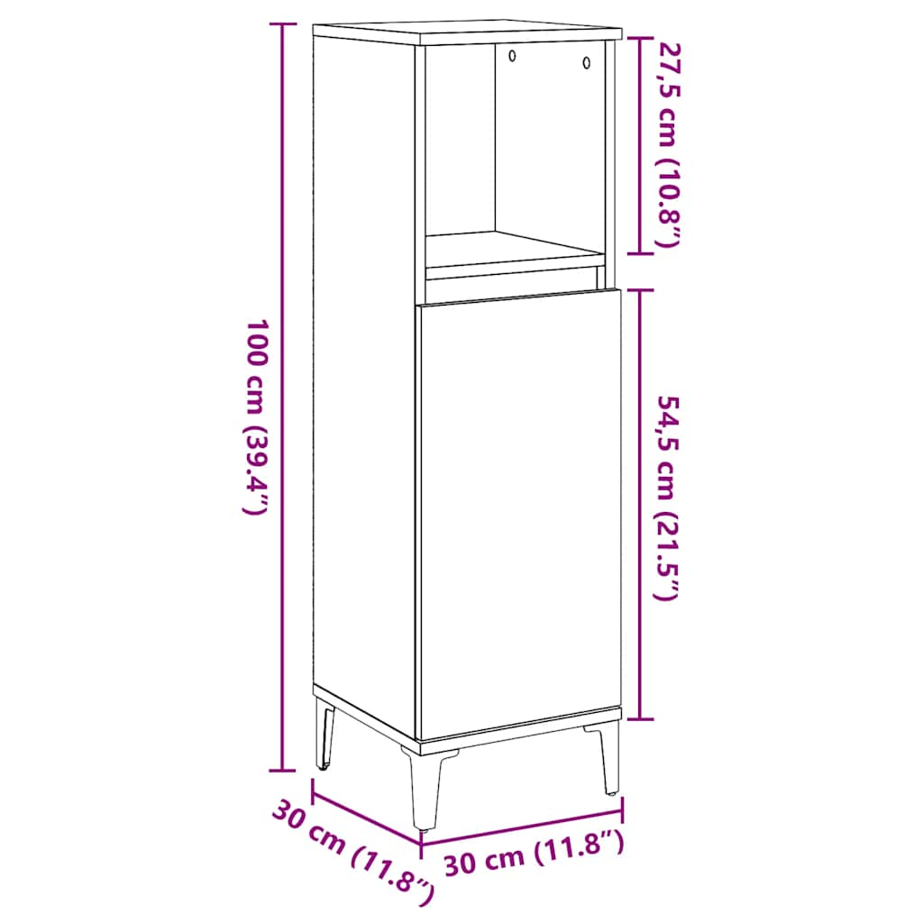 Concrete Grey Bathroom Storage Cabinet in Engineered Wood