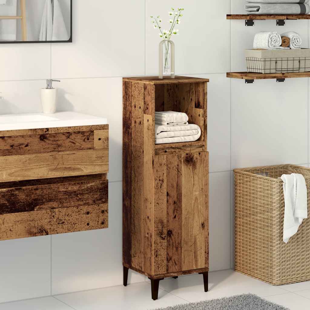 Bathroom Cabinet Old Wood 30x30x100 cm Engineered Wood - Bend