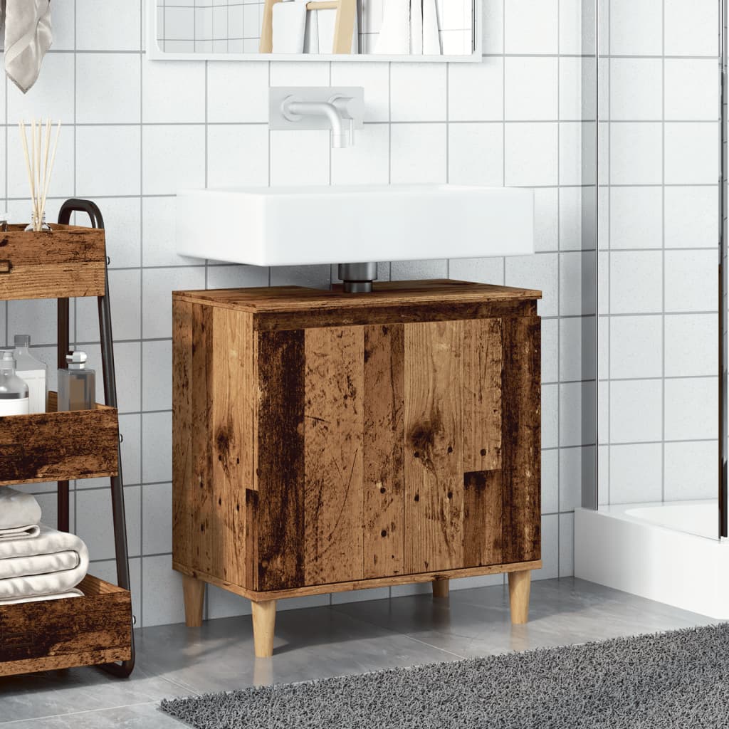 Sink Cabinet Old Wood 58x33x60 cm Engineered Wood - Bend