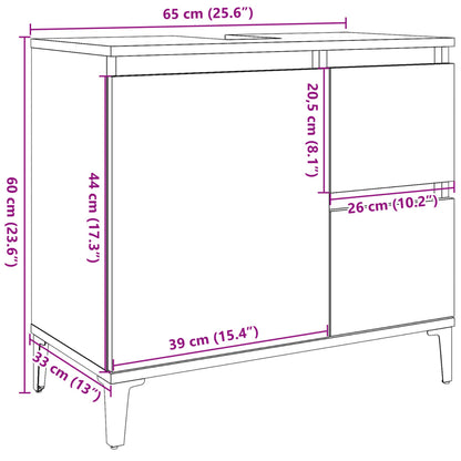 Sink Cabinet Old Wood 65x33x60 cm Engineered Wood