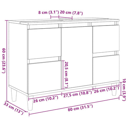 Sink Cabinet Old Wood 80x33x60 cm Engineered Wood