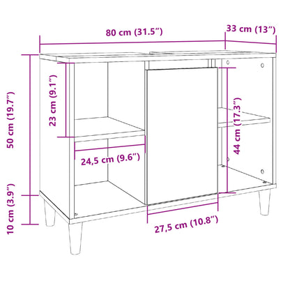 Bathroom Cabinet Sonoma Oak 80x33x60 cm Engineered Wood - Bend