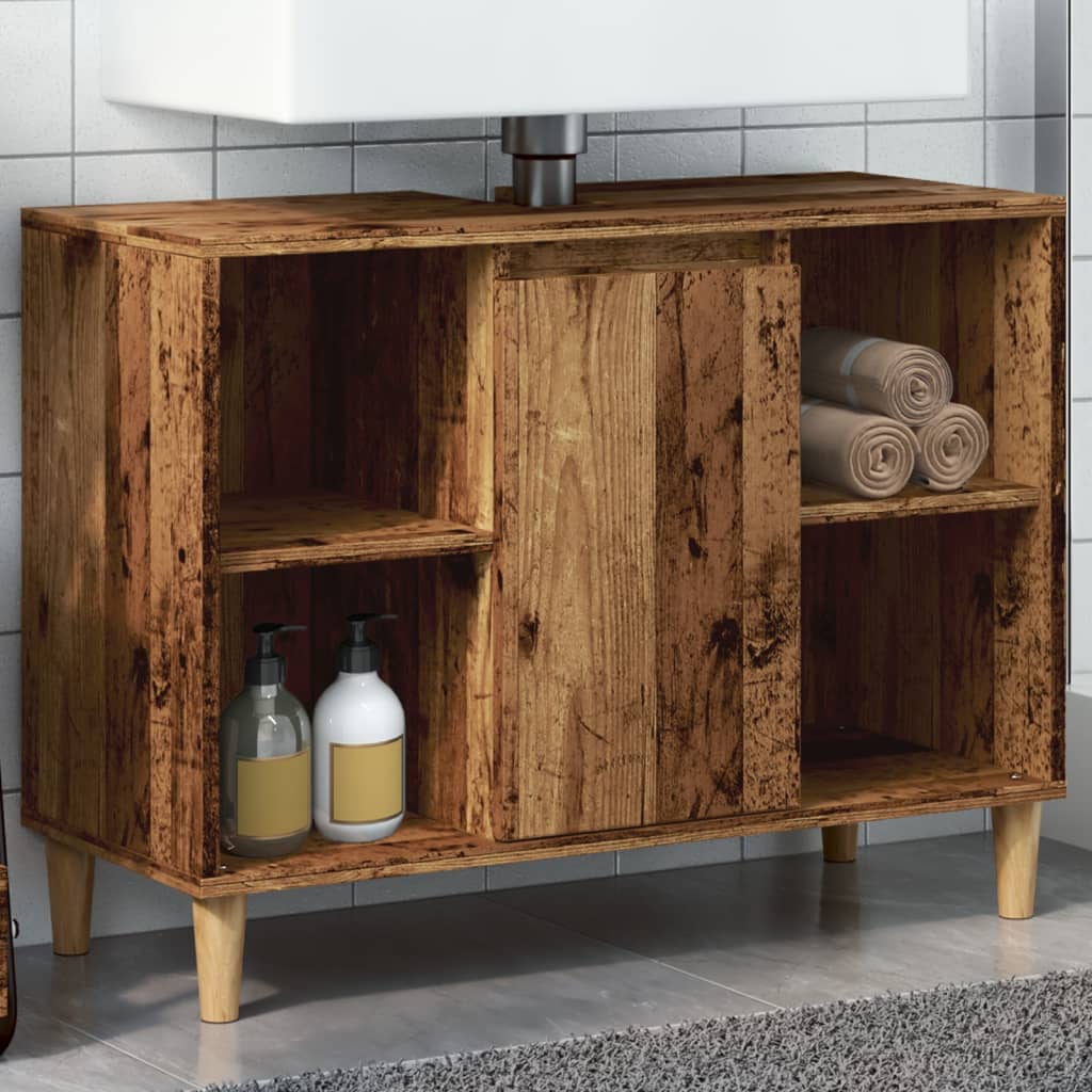 Bathroom Cabinet Old Wood 80x33x60 cm Engineered Wood - Bend