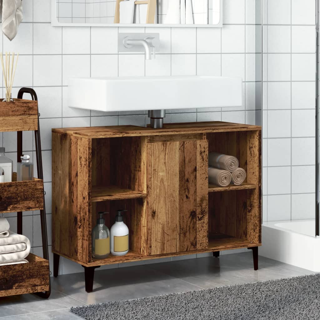 Sink Cabinet Old Wood 80x33x60 cm Engineered Wood