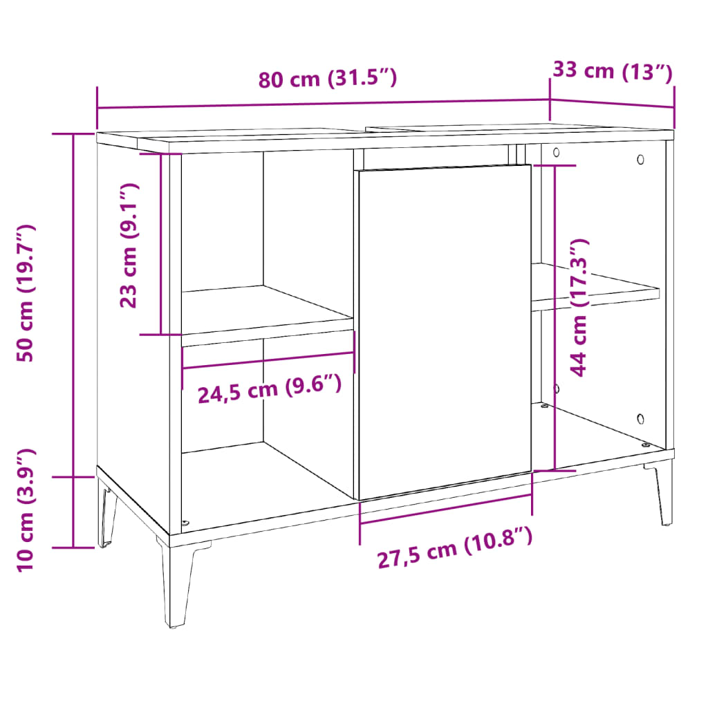 Sink Cabinet Artisan Oak 80x33x60 cm Engineered Wood