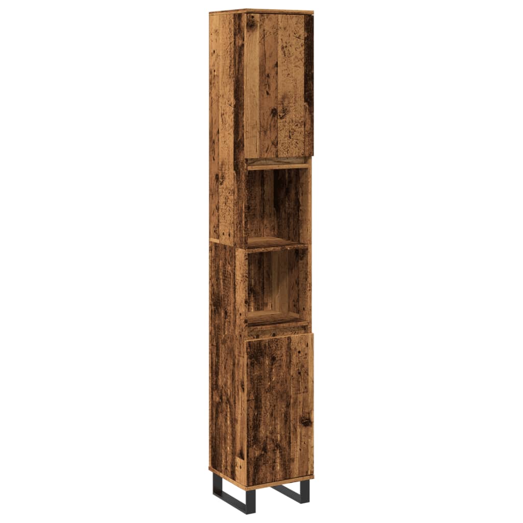 Bathroom Cabinet Old Wood 30x30x190 cm Engineered Wood - Bend