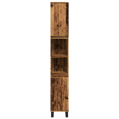 Bathroom Cabinet Old Wood 30x30x190 cm Engineered Wood - Bend