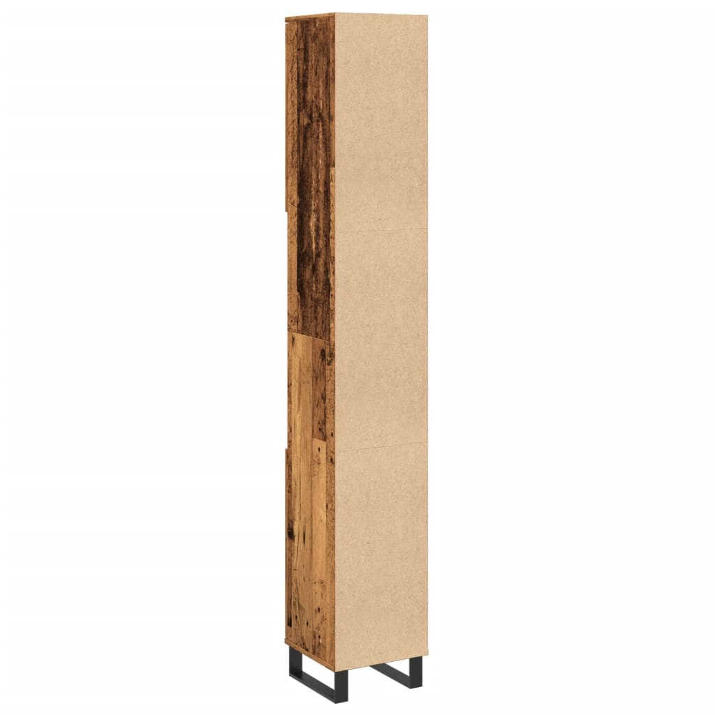 Bathroom Cabinet Old Wood 30x30x190 cm Engineered Wood - Bend