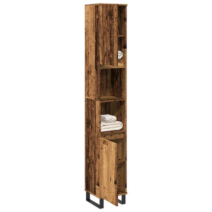 Bathroom Cabinet Old Wood 30x30x190 cm Engineered Wood - Bend