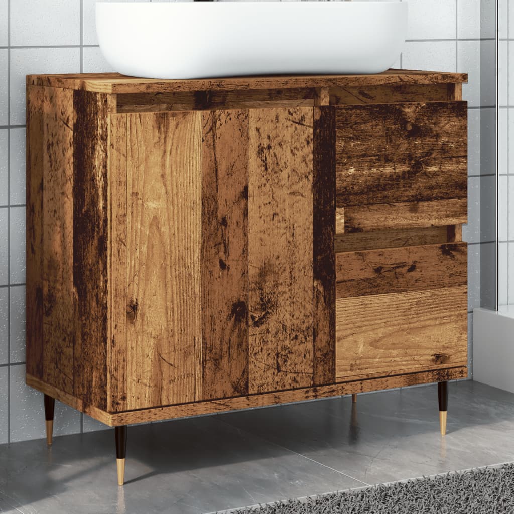 Bathroom Cabinet Old Wood 65x33x60 cm Engineered Wood - Bend