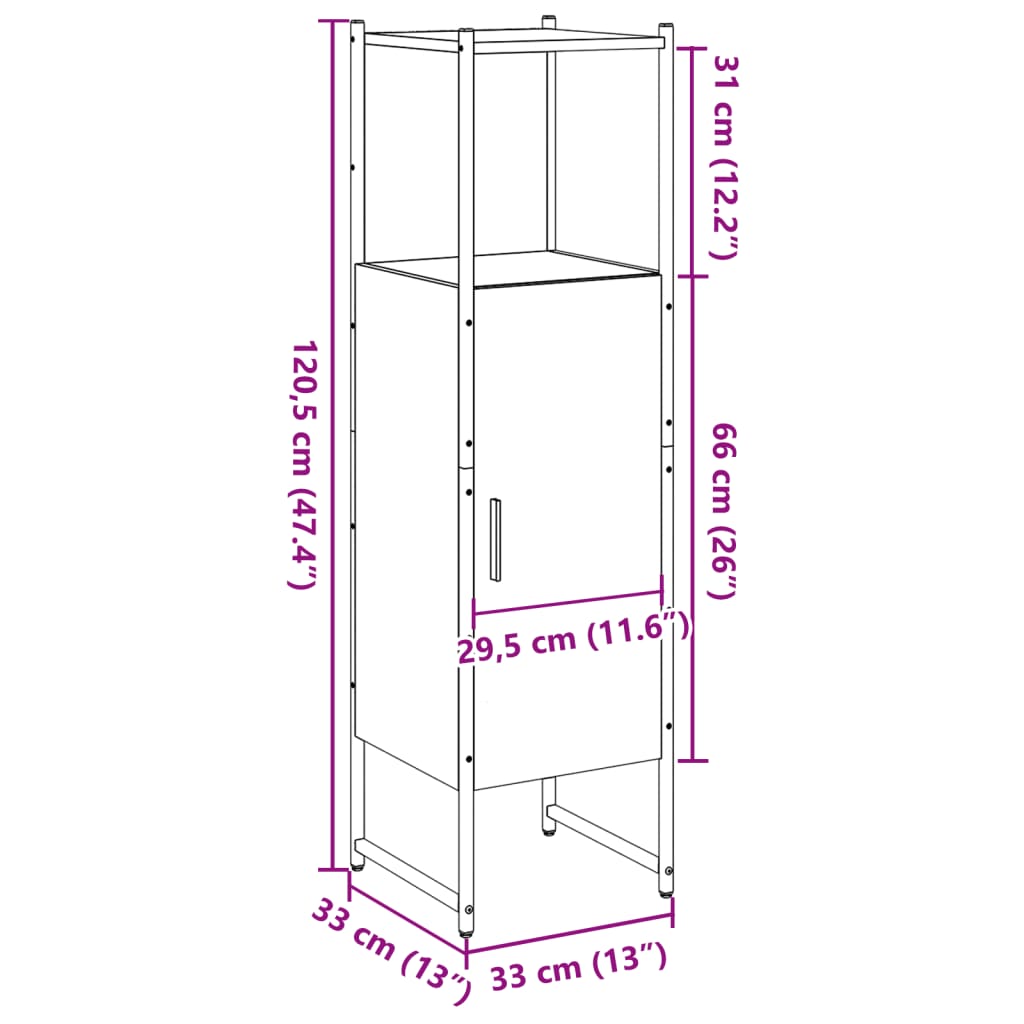 Bathroom Cabinet Old Wood 33x33x120.5 cm Engineered Wood - Bend