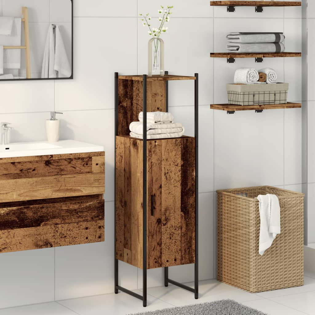 Bathroom Cabinet Old Wood 33x33x120.5 cm Engineered Wood - Bend