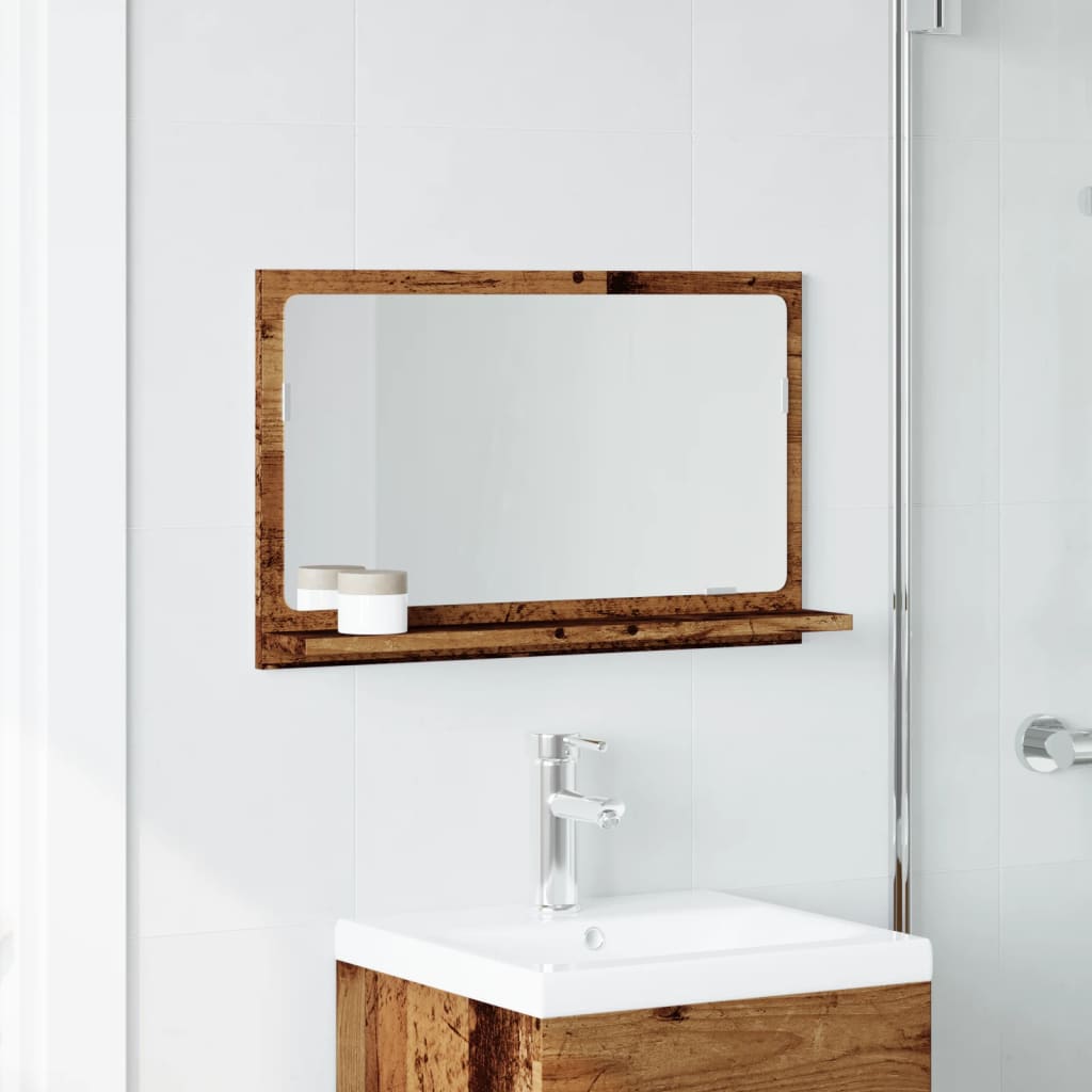 Bathroom Mirror Cabinet Old Wood 60x11x37 cm Engineered Wood - Bend