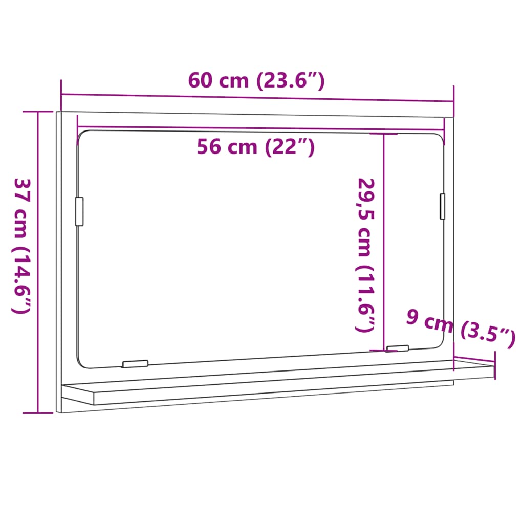 Bathroom Mirror Cabinet Old Wood 60x11x37 cm Engineered Wood - Bend