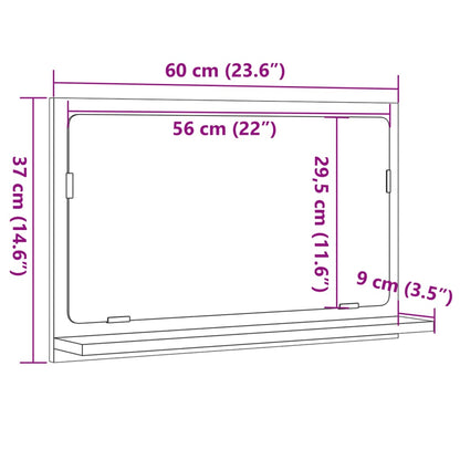 Bathroom Mirror Cabinet Old Wood 60x11x37 cm Engineered Wood - Bend