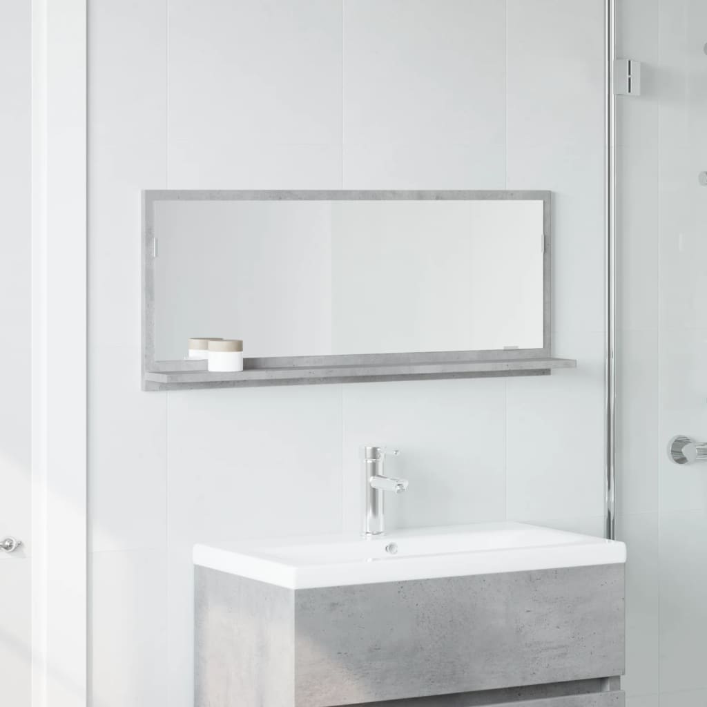 Bathroom Mirror Cabinet Concrete Grey 90x11x37 cm Engineered Wood - Bend