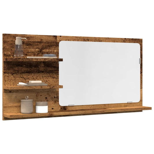 Bathroom Mirror Cabinet Old Wood 90x11x45 cm Engineered Wood - Bend