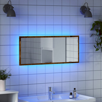 LED Bathroom Mirror Old Wood 100x8.5x37 cm Engineered Wood