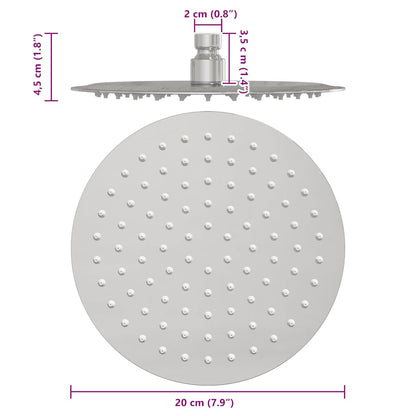 Rain Shower Head Stainless Steel 304 20 cm Round - Bend