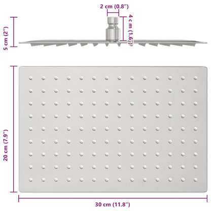 Rain Shower Head Stainless Steel 304 30x20 cm Rectangular - Bend